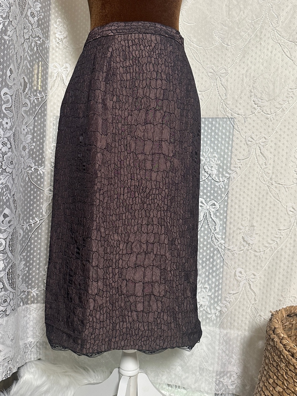 Koret Brown Textured Midi Skirt